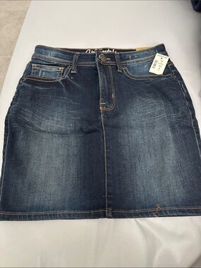 Aeropostale Dark Blue Denim Mini Skirt with Pocket Stitching
